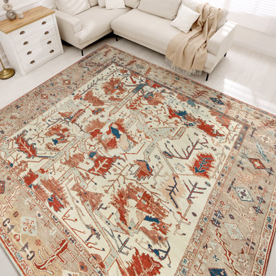 Tapis rouille et doré de haute qualité noué à la main