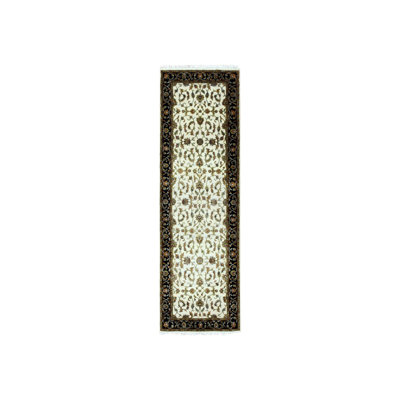 2'6" x 8'2" New Hand Knotted Ivory Wool & Silk Runner Oriental Rug - MOA10275278