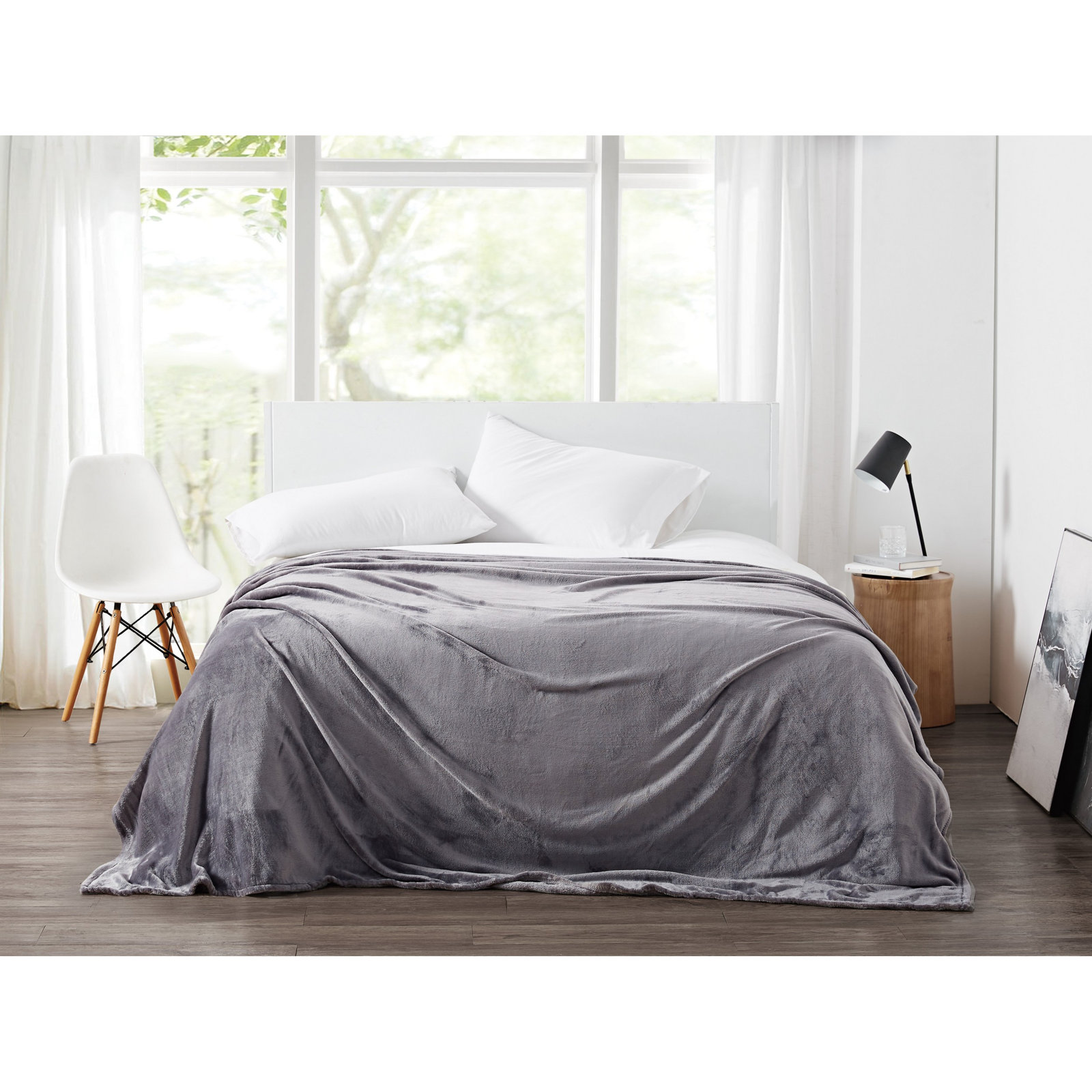 Balee Knitted Throw Blanket, 68" W x 90" L, Gray