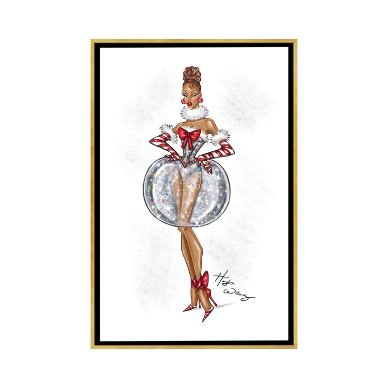 Robe boule à neige - HWI577, H 60 po x l 40 po, Impression sur toile flottante sans passe-partout, Doré