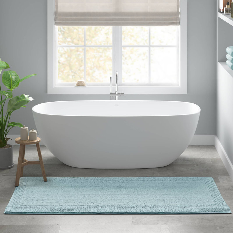 Splendor Blue 100% Cotton Tufted 3000 GSM Reversible 24x72'' Bath Rug, 24" W x 72" L, Blue