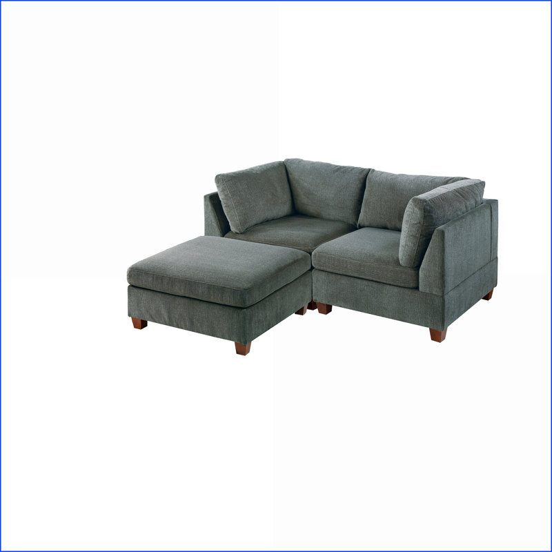 Ensemble de canapés modulaires 3 pièces en chenille gris ardoise | Salon