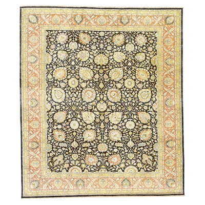 Tapis noir et rouge noué à la main de haute qualité