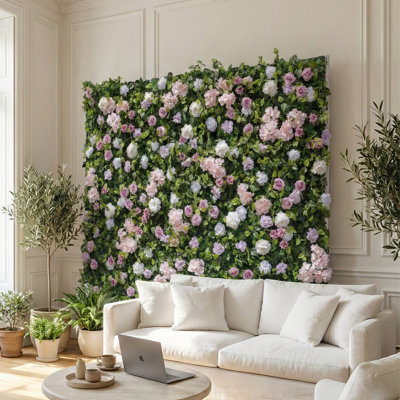 Artificial Flower Wall Panel, Gorgeous 3D Pink Rose Silk Floral Backdrop for Wedding, Baby Shower, Party and Home Decor, Quick Assembly/Storage, Eco ＆ Pet Friendly