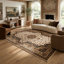 Tapis d'intérieur / médaillon perse crème / noir 7 pi x 10 pi (6 pi 6 po x 9 pi 4 po) Hadi Branch Branch-30842354