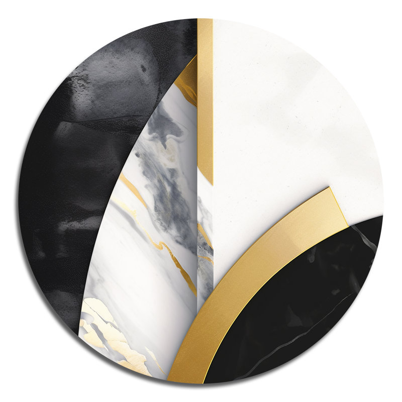 Marbre, formes d'art - Marbre abstrait, art mural rond sur métal, H 23 po x l 23 po x P 1 po