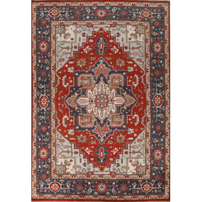 Tapis oriental traditionnel en laine à motif géométrique 9 x 12