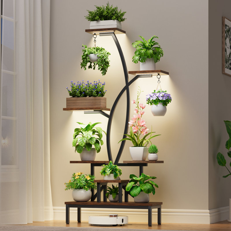 Support pour plante d'intérieur avec lumières de croissance pour salon, maison