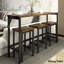 Ensemble de 4 tables de bout à hauteur de comptoir 4 pièces avec 3 tabourets et repose-pieds, brun foncé-224818698-224818699