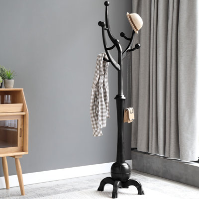 Janiya 8-Hook Solid Wood Freestanding Coat Rack