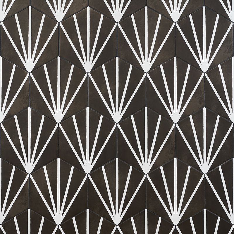 Carreau de porcelaine hexagonale 8 po GeoHex Deco, Noir
