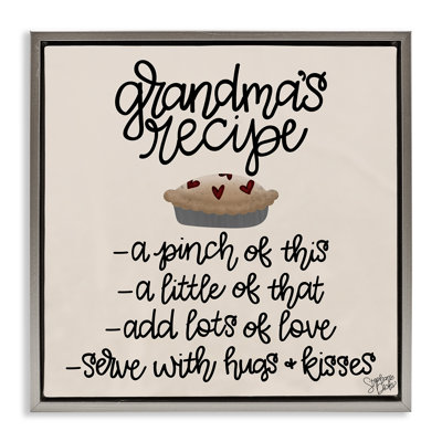 Grandma's Dessert Recipe Framed Floater Canvas Wall Art by Stephanie Dicks