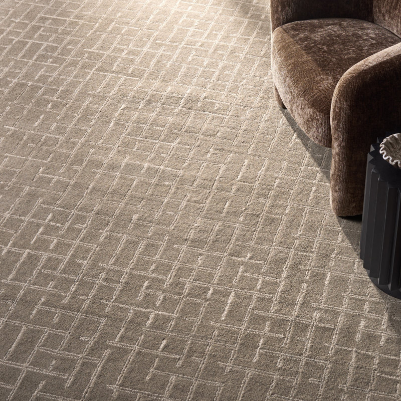 Ebony Hand Tufted Wool, Cotton Geometric Indoor Rug, Rectangle 8' x 10'