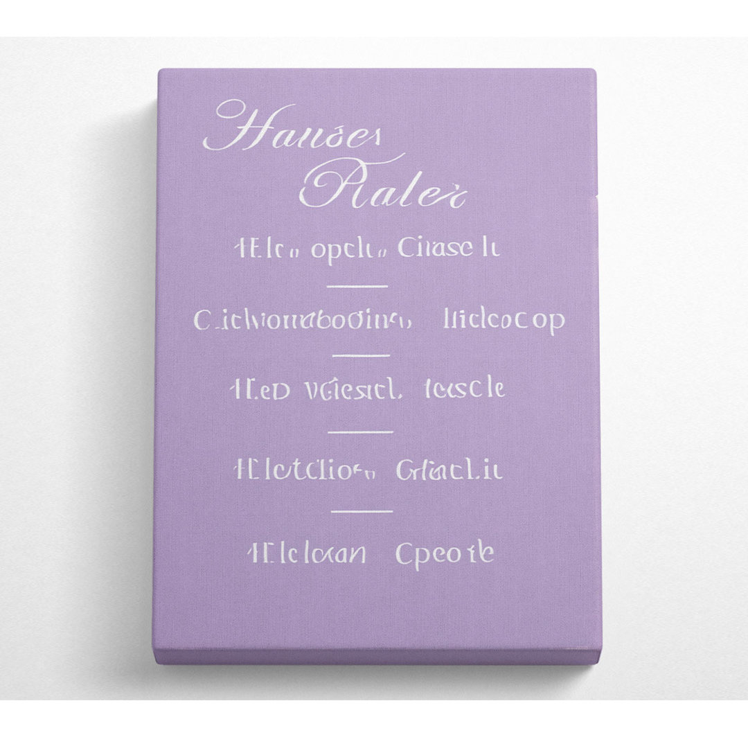 Family Quote House Rules 2 Lilac - Leinwanddrucke auf Leinwand