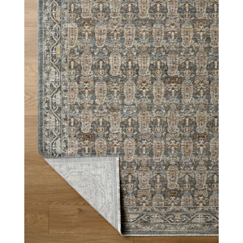 Tapis tissé à la machine Farshad, Rectangle 7 pi 10 po x 10 pi 2 po, Vert foncé / gris / taupe