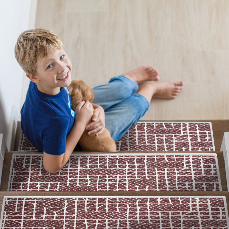 Hudson Non-Slip Stair Tread, Maroon, 4