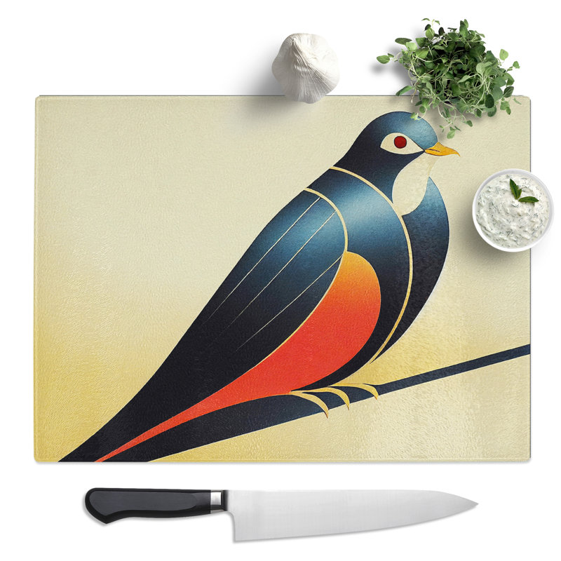 Bird Art Deco Abstract  Glass Chopping Board