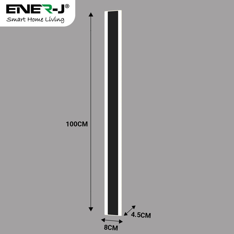 Ener-J Outdoor LED Wall Light Black Warm White IP65 Waterproof Linear Bar for Porch & Garden Lighting