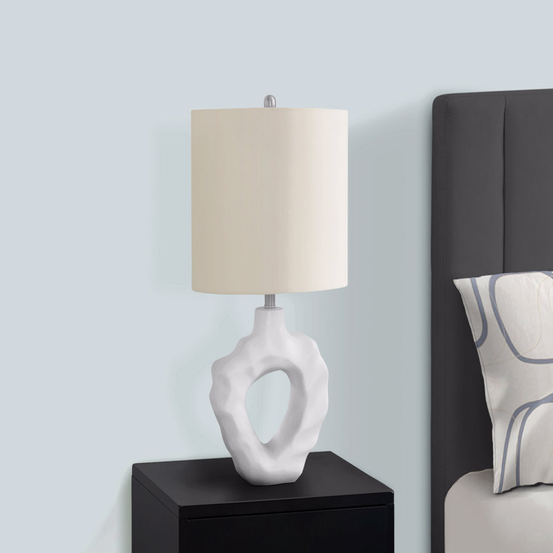 Lighting, H 25 po, lampe de table, résine crème, abat-jour ivoire / crème