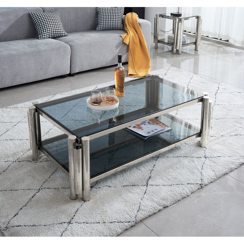 Table basse Allysah, Argent, Noir
