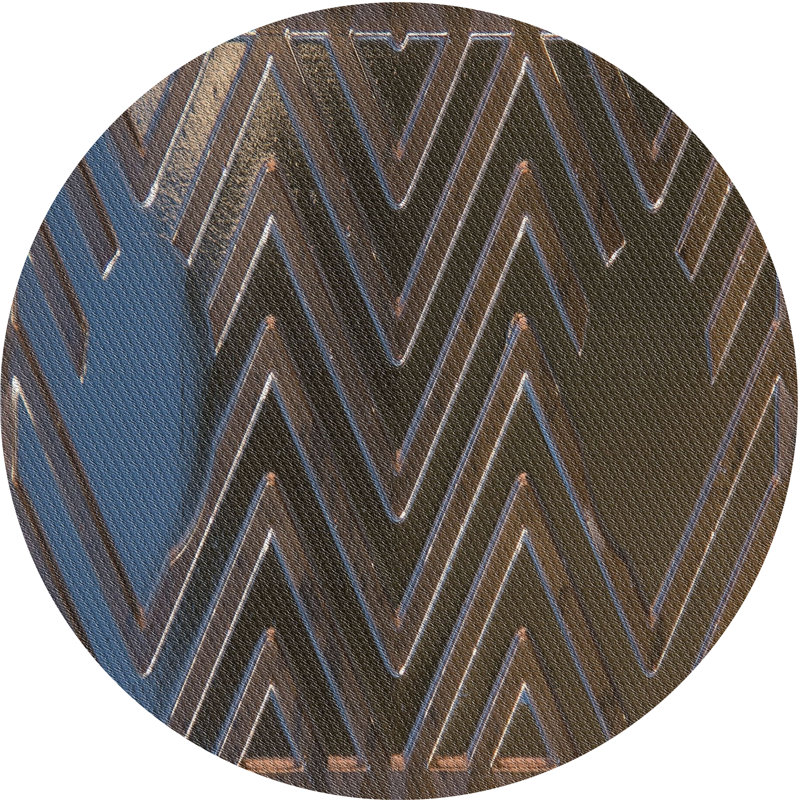 Tapis bleu/vert tissé à la machine, Rond 5 pi