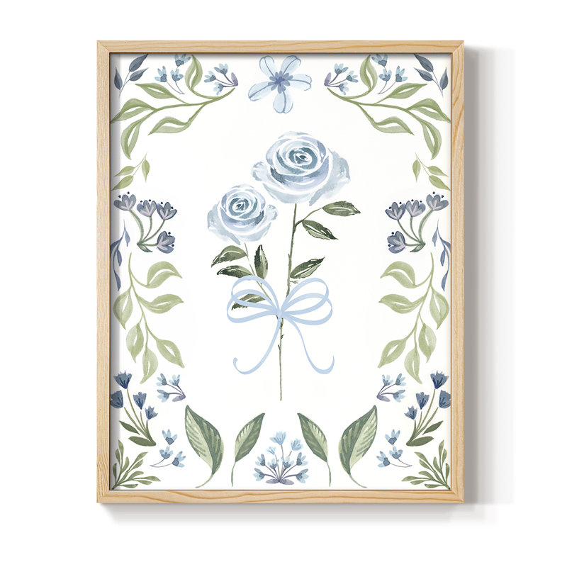 «Pretty» en bleu, reproduction encadrée - bois massif, Naturel, H 11 po x l 9 po