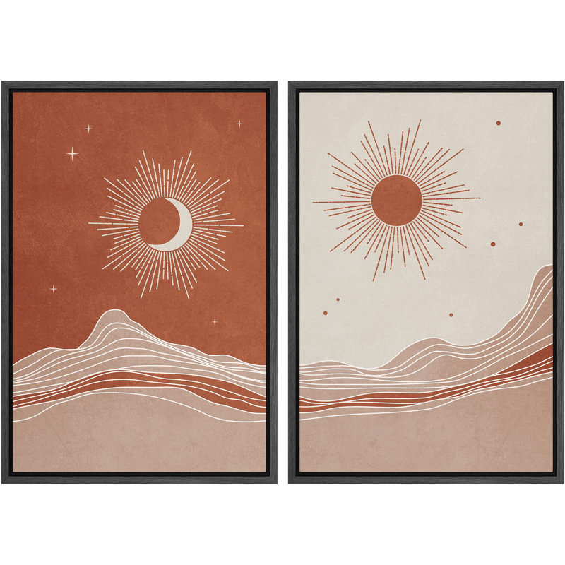 Multicolore, croissant, lune et soleil, Noir, H 36 po x l 24 po