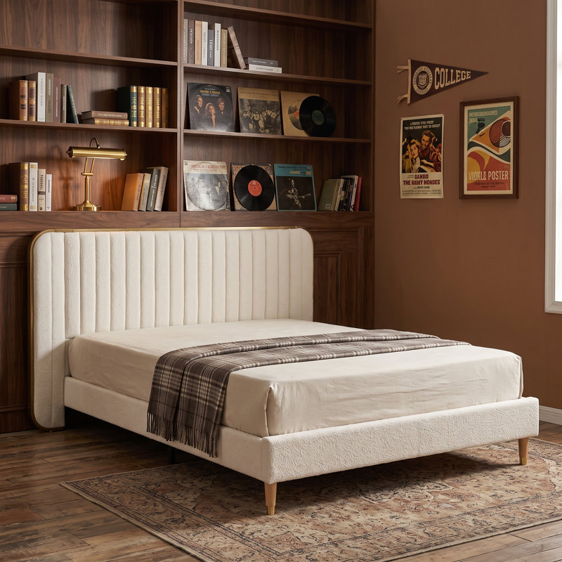 Lit tapissier capitonné Modern, Double, Blanc