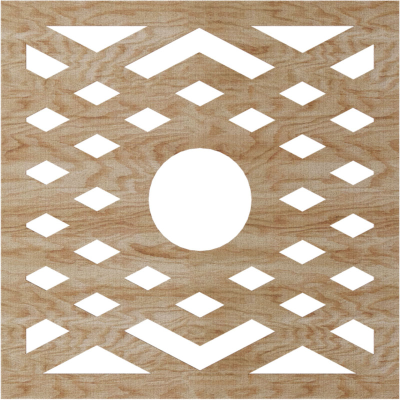 Médaillon de plafond à chevrons, Chêne rouge, H 38 po x l 38 po x P 0,25 po