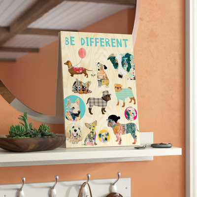 « be different dogs », impression sur bois