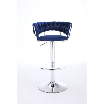 Tabourets de bar pivotants à hauteur réglable 2 - Velours bleu, structure en métal pour une base sûre avec fonction facile à déplacer