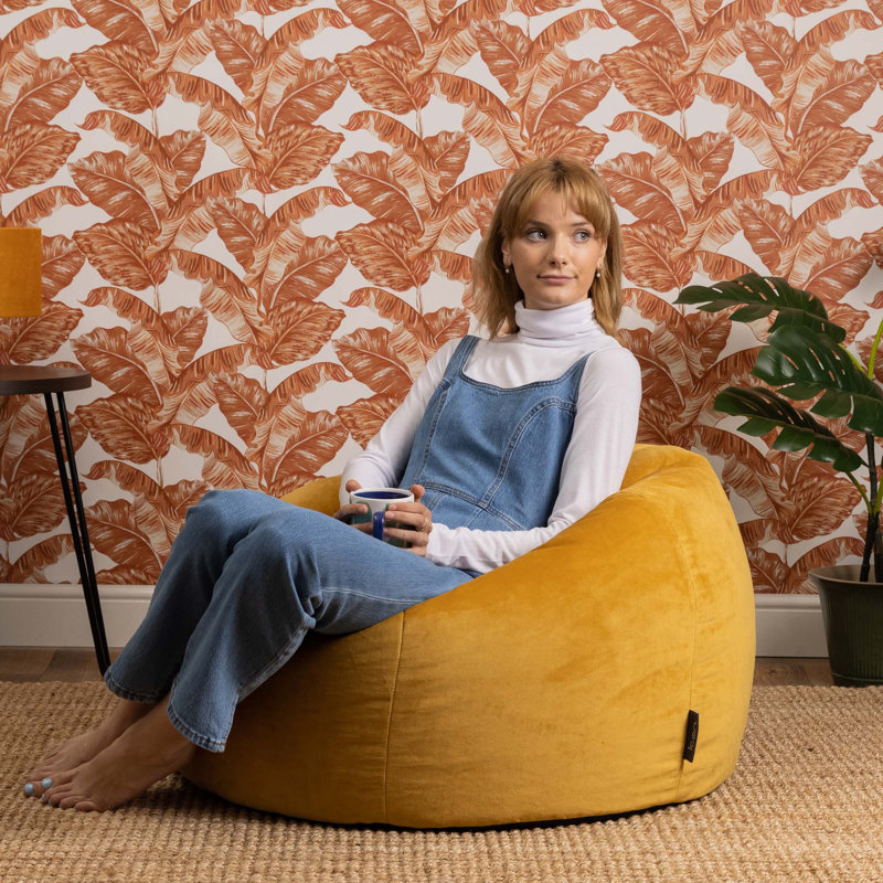 Kingston Velvet Classic Bean Bag, Ochre Yellow
