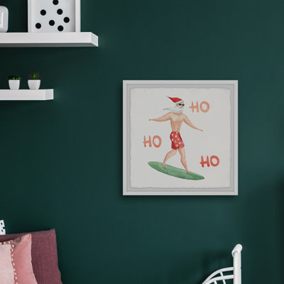 Santa Goes Surfing - Single Picture Frame Painting