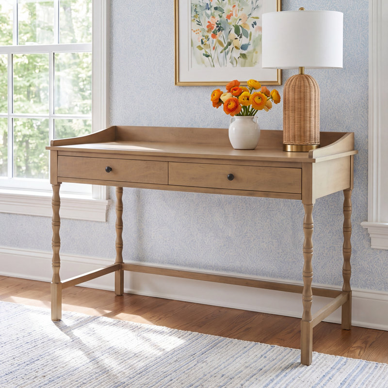 Mia Writing Desk with Drawers, Desert Brown