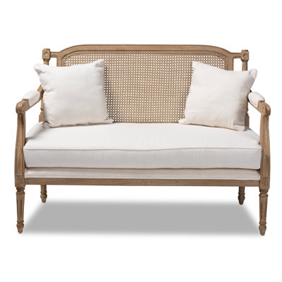 Canley French Provincial Upholstered Whitewashed Wood Armchair