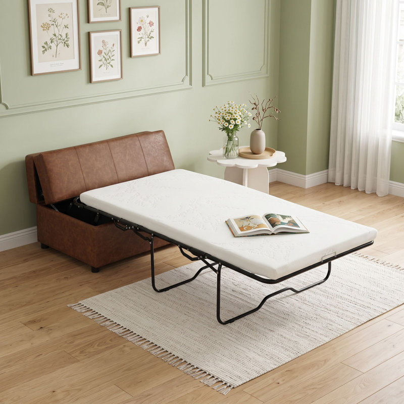 Lit pliant ottoman, Brown