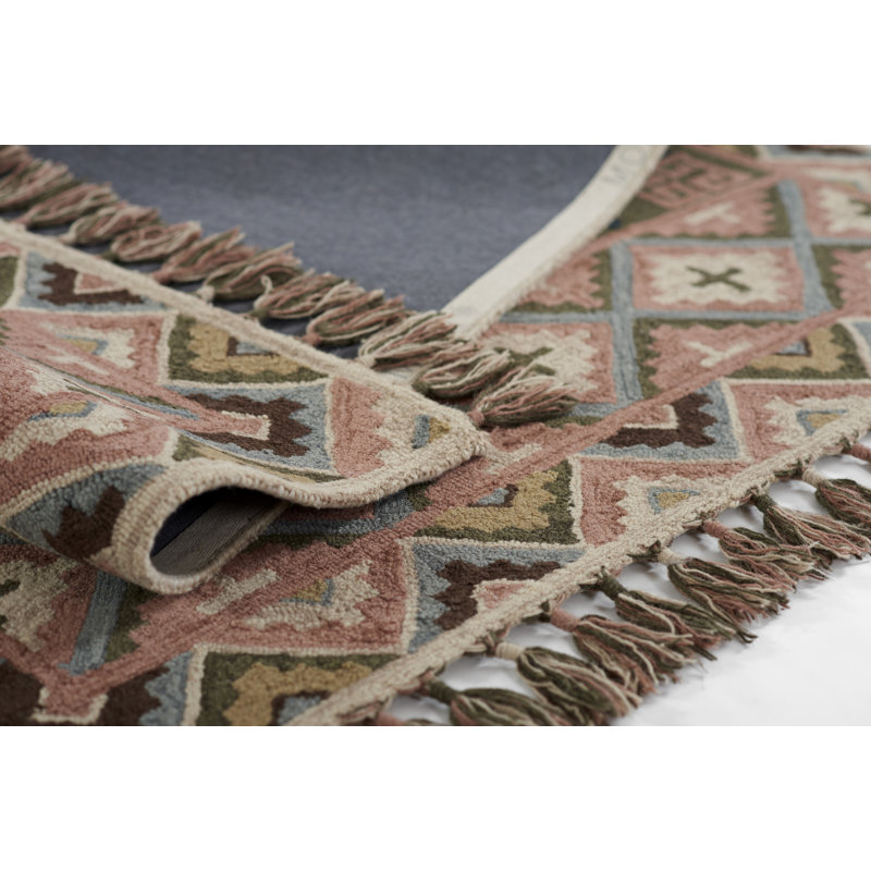 Tapis vert en laine touffeté à la main Anine, Rectangle 2 pi x 3 pi