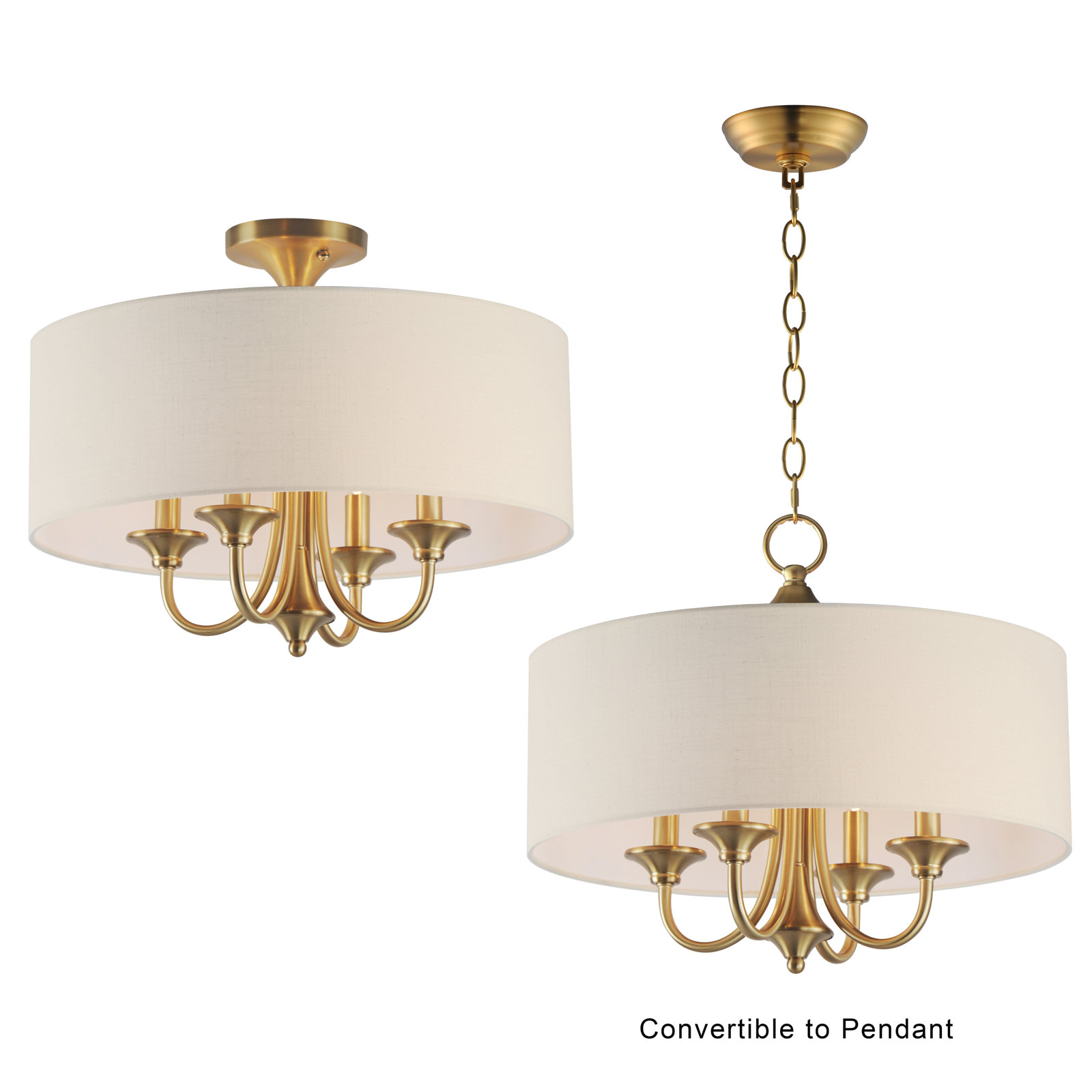 Juna 4-Light Dimmable Steel Drum Pendant with Linen Shade