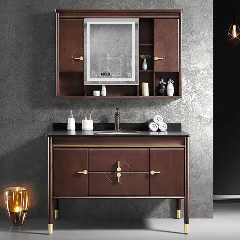 Chinese-style light luxury bathroom cabinet, 32.7" H x 47.2" W x 21.7" D