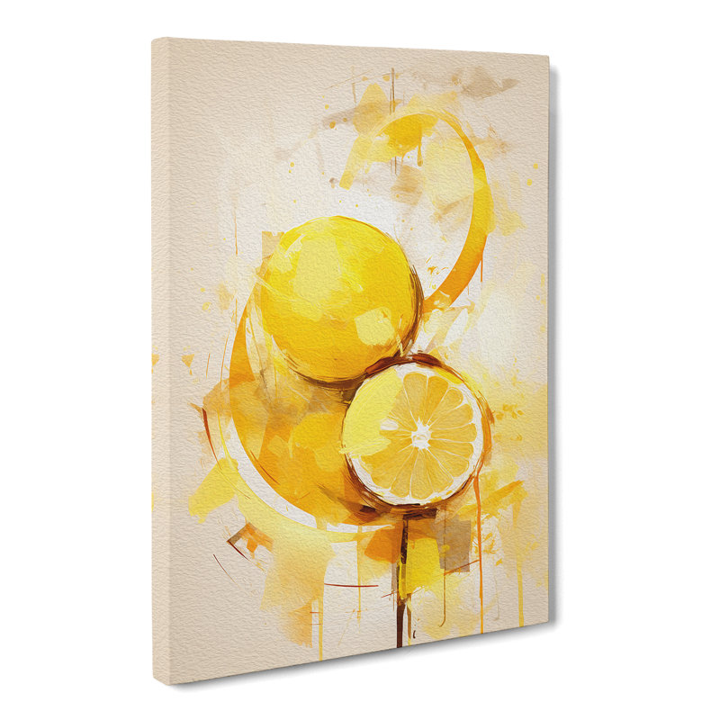 Lemon Fruit Gestural Art - Wrapped Canvas, 50cm H x 35cm W x 3cm D
