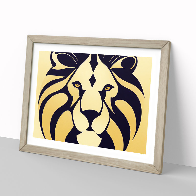 Lion Deco Vol.3 Abstract - Framed Print, 46cm H x 64cm W x 2cm D, Oak