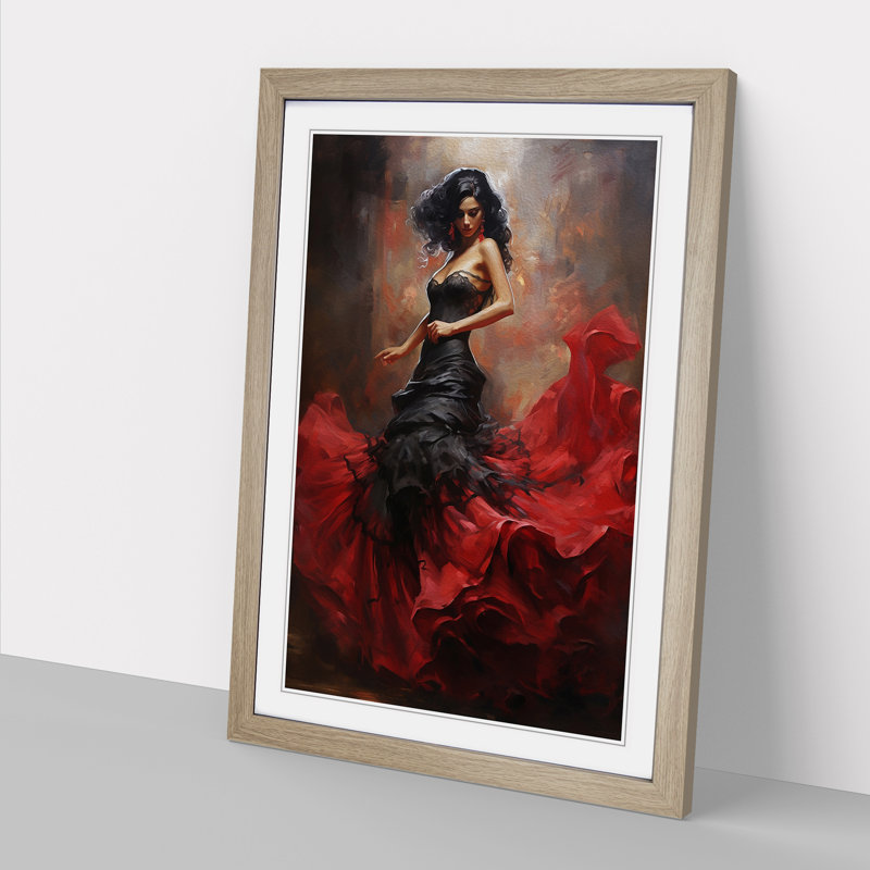 Flamenco Dancer Gothic - Single Picture Frame Print on Wood, Oak, 46cm H x 34cm W x 2cm D