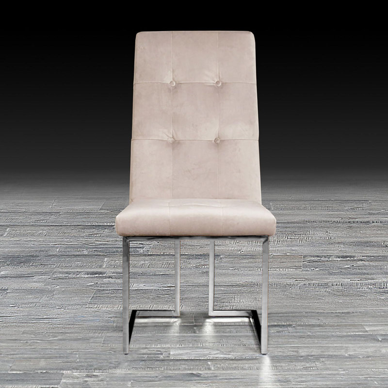 Chaise d'appoint en velours Denholme, Beige, Argent argent
