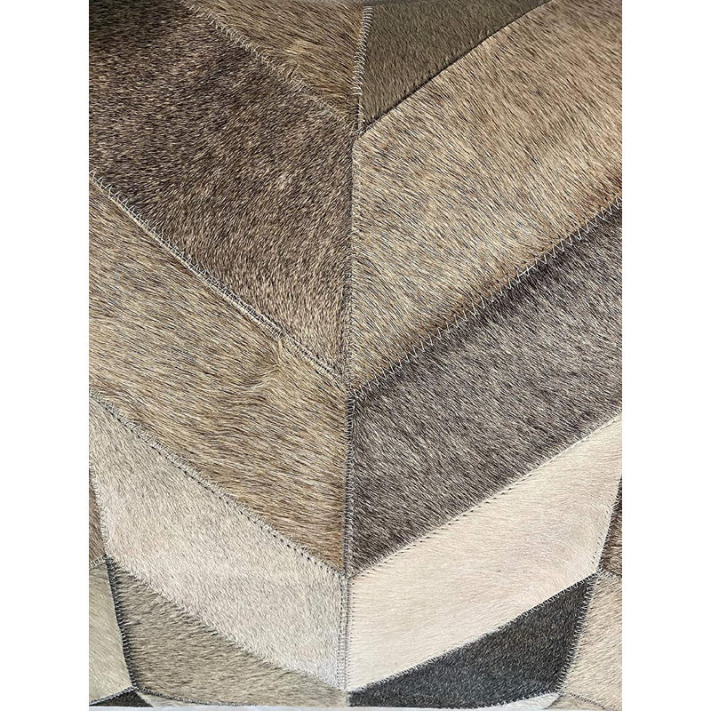  Square Chevron Patch Cowhide Pillow Cover & Insert