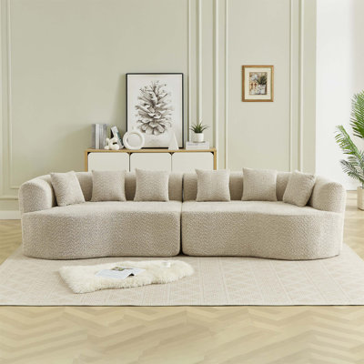 Curved Sectional Sofa With Deep Seat Design, Cloud-Like Memory Foam Support, No-Assembly Luxury Chenille Four-Seater For Ultimate Relaxation And Spacious Comfort.