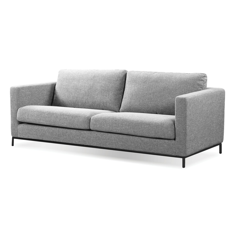 Canapé à accoudoirs carrés en chenille de 82 po avec coussins réversibles Babi, Gris, Noir