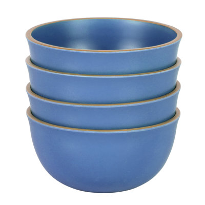 4 Piece 6.1 Inch Melamine Cereal Bowl Set in Blue