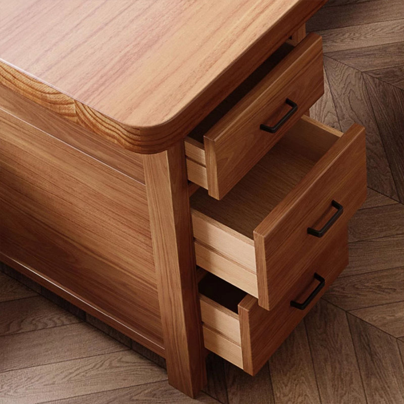 Bureau rectangulaire en L en bois massif, Retour à droite, 29.53" H x 70.87" W x 47.24" D