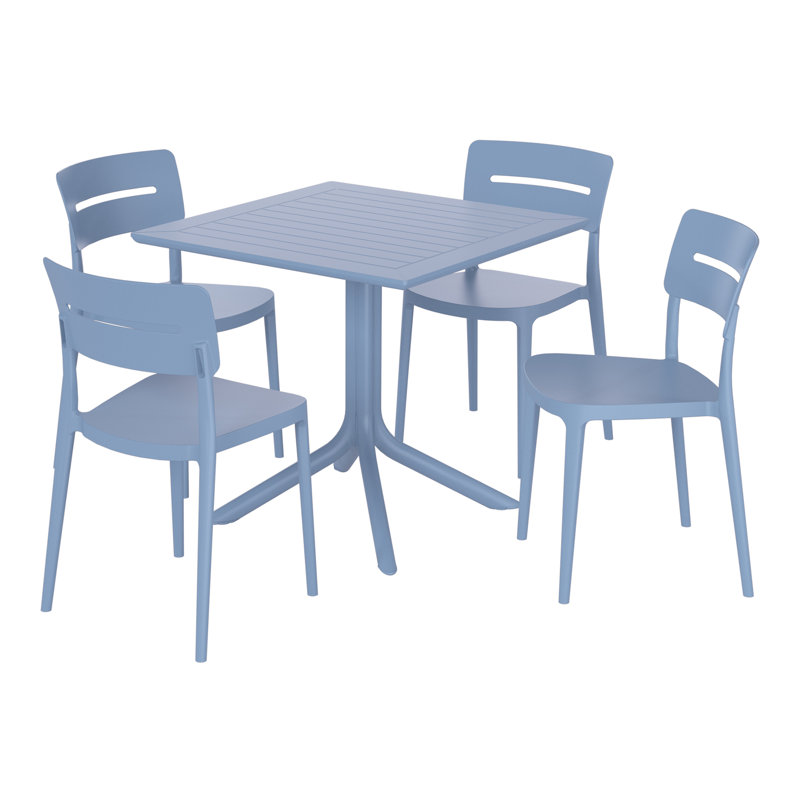 Ensemble repas carré pour 4 personnes, Bleu