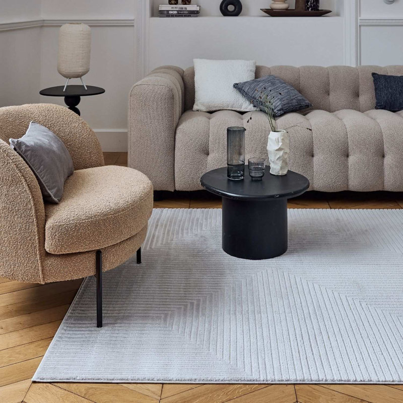 Carmel Modern Geometric Grey Area Rug, Rectangle 80 x 150 cm